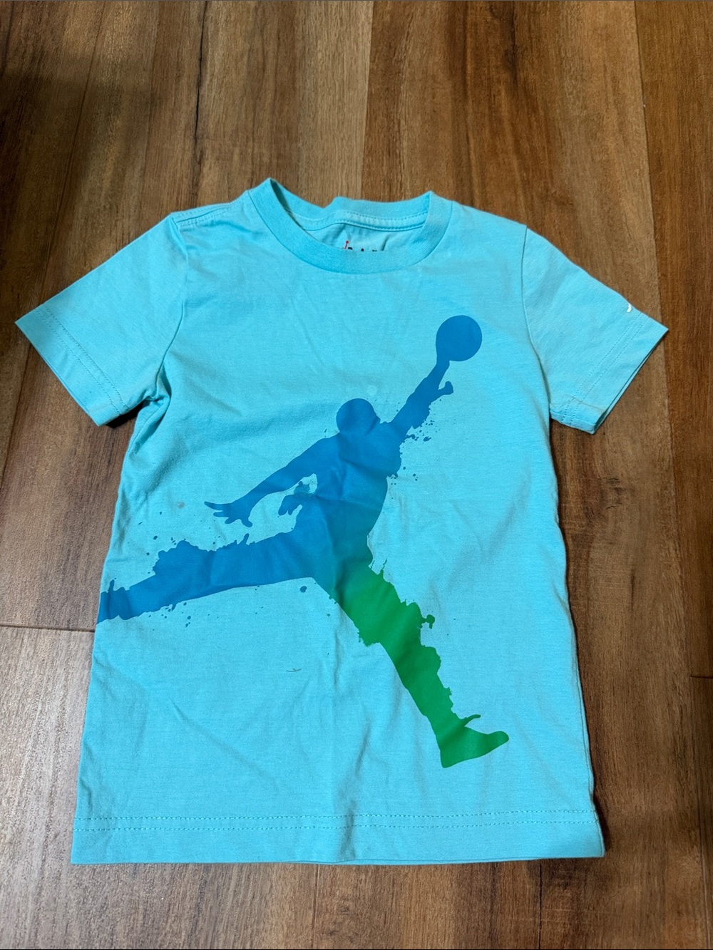 Jordan Kids Teal Short Sleeve Tee with Blue-Green Jumpman Graphic